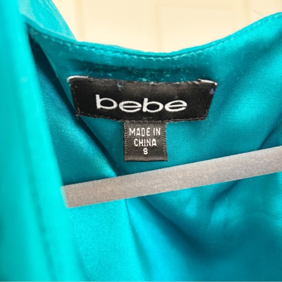 Used bebe Silk Teal Sleeveless Dress with Ruffle Detail in Size Small - Picture 13 of 13